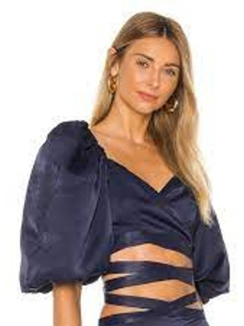 LPA Soraya Wrap Crop Top in Navy Blue Size XS
